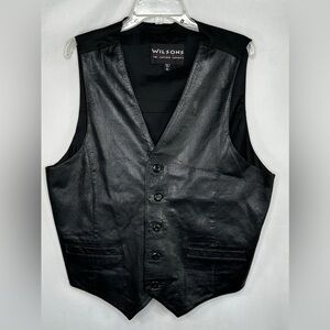 Wilsons Leather‎ Vest Black Pockets Cinch Biker Motorcycle Y2K 90s Sz XL